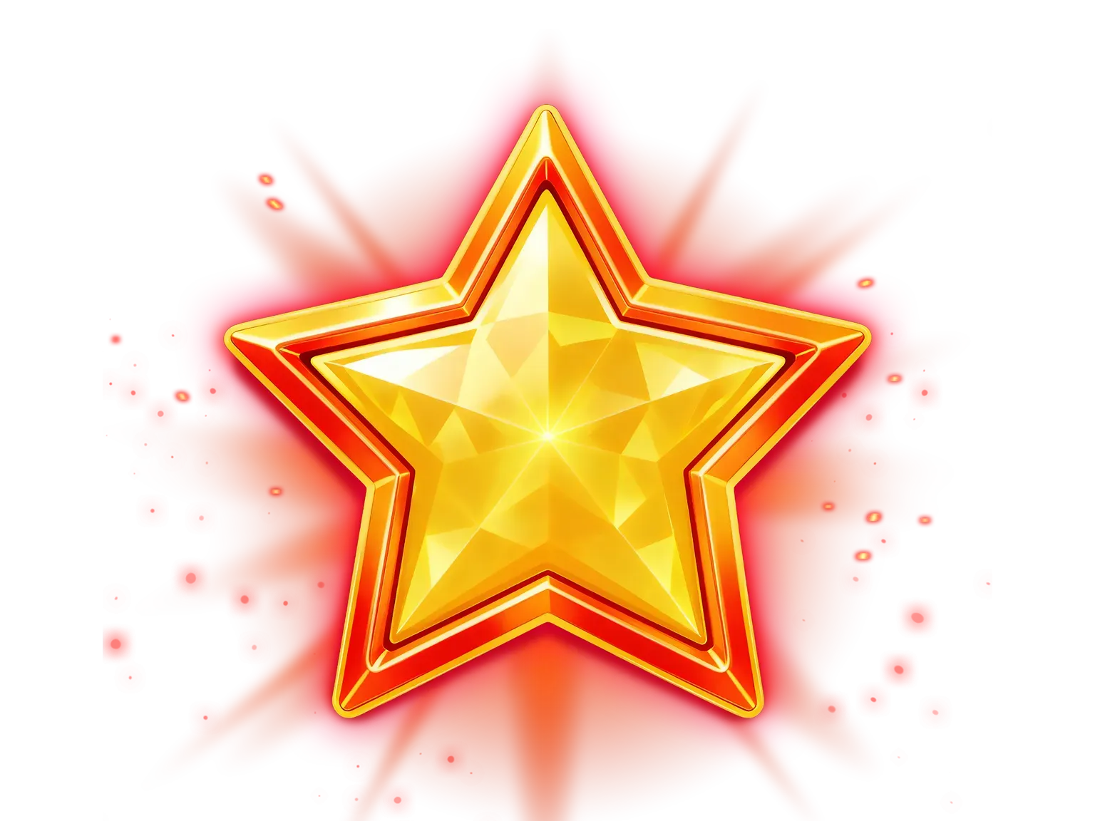 Faceted golden star glowing against a red burst