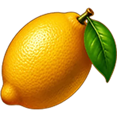 Yellow lemon with a green leaf
