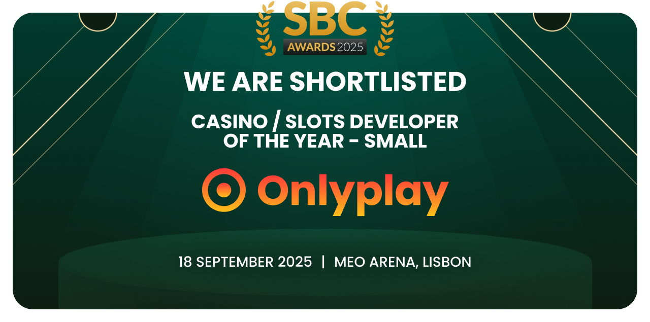 Onlyplay shortlisted for Casino / Slots Developer of the Year – Small at SBC Awards 2025! — header image